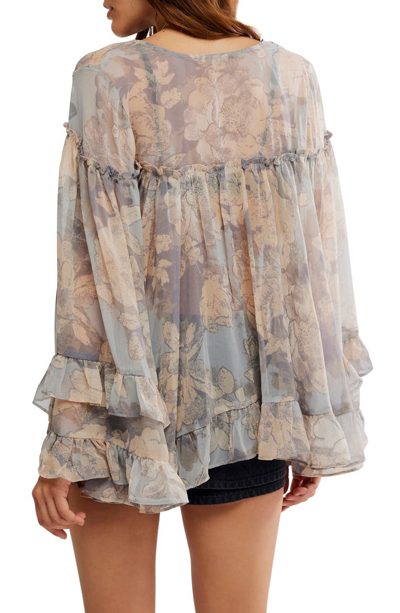 Free People Day Dreaming Ruffle Trim Top, Alternate, color, Stone Combo