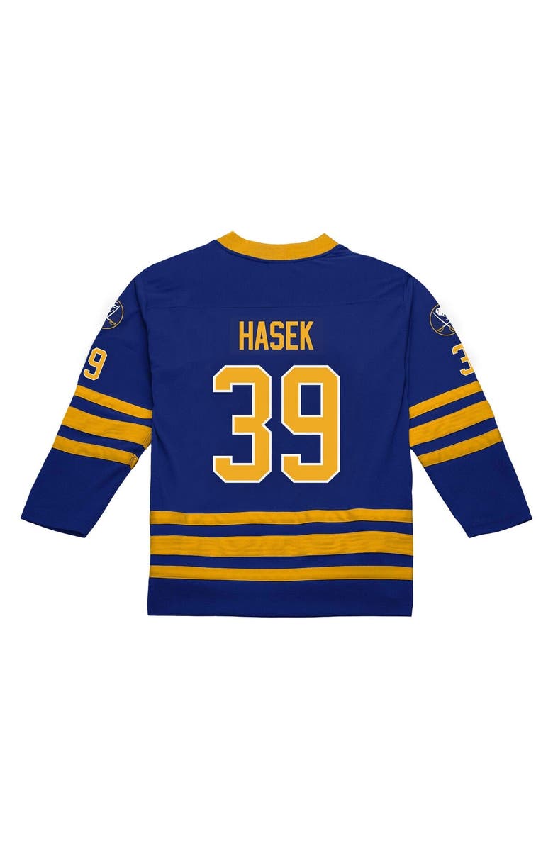 Mitchell 
Ness Men
s Mitchell 
Ness Dominik Hasek Royal Buffalo Sabres 1995-96 Power Play Jersey, Alternate, color, Royal