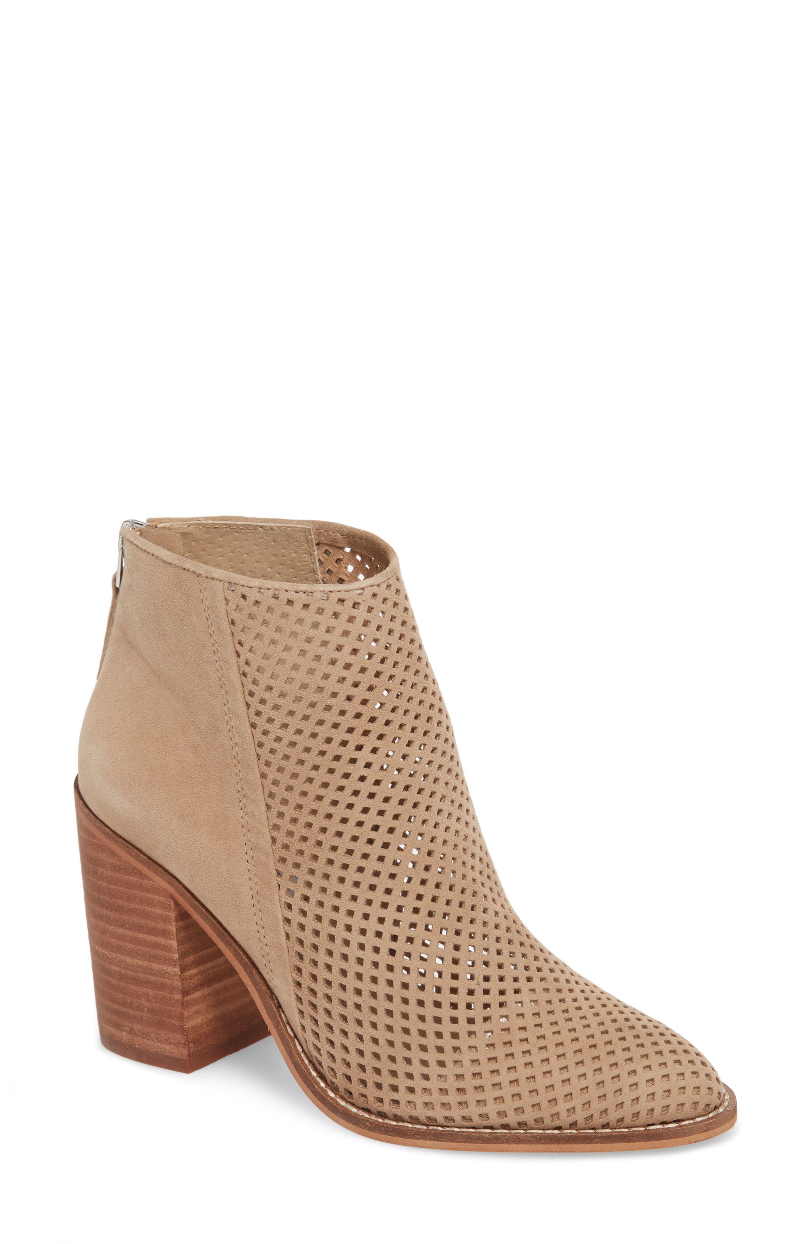 Rumble Perforated Bootie, Main, color, TAUPE SUEDE