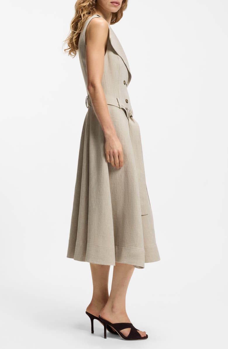 BOSS Datrena Trench Midi Dress, Alternate, color, Herringbone Linen