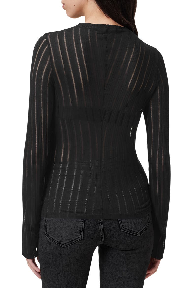 Aki Sheer Stripe Long Sleeve T-Shirt, Alternate, color, BLACK