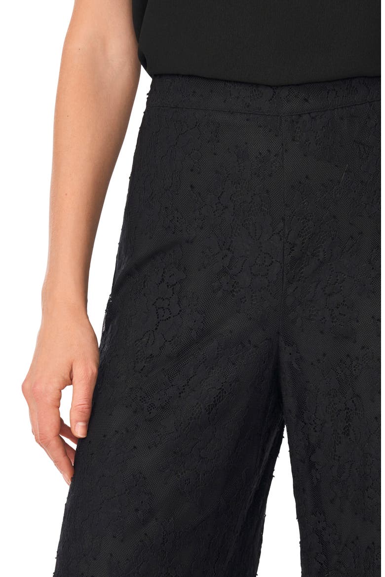 Lace Pull On Wide Leg Pants, Alternate, color, RICH BLACK