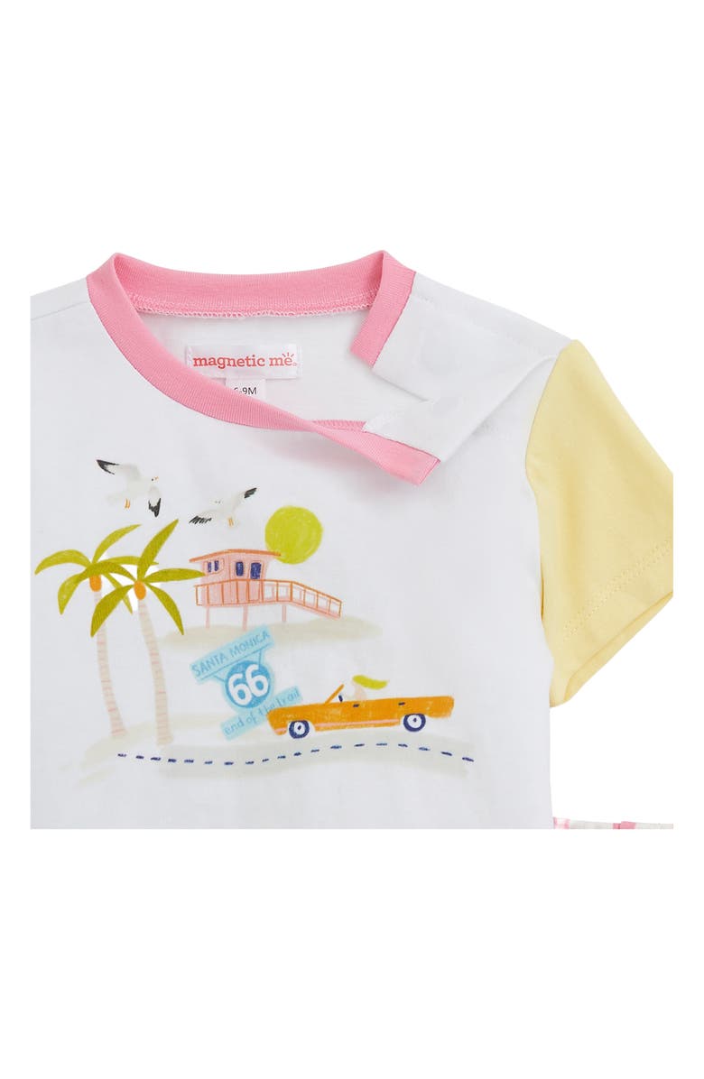 Magnetic Me Kids' Santa Monica Colorblock T-Shirt & Stripe Shorts Set, Alternate, color, Pink White