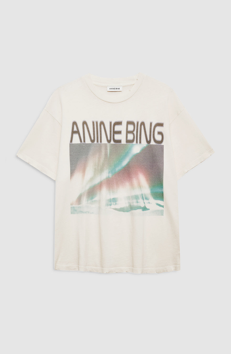 ANINE BING Cade Tee Northern Lights T-Shirt, Alternate, color, Off White