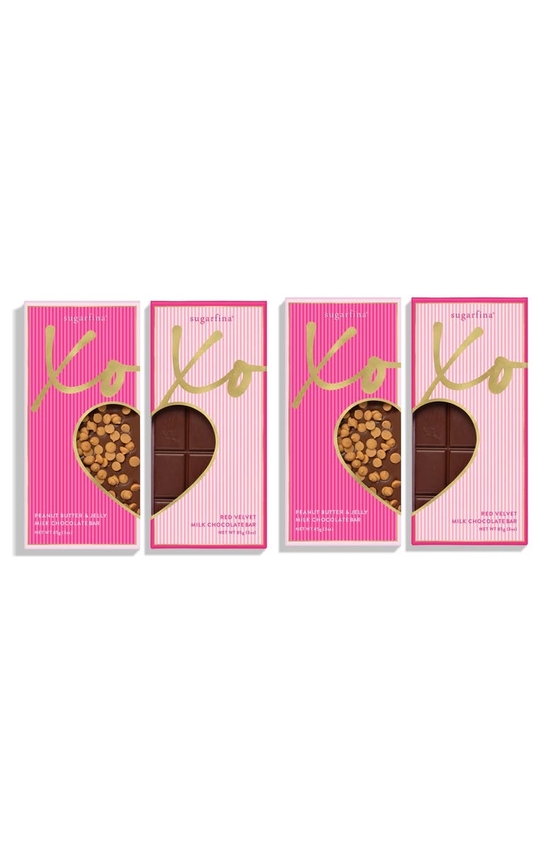sugarfina Valentine's Day Set of 4 Chocolate Bars, Main, color, 