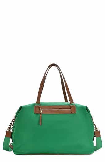 Nylon Weekender Faux Leather Trim Duffle Bag