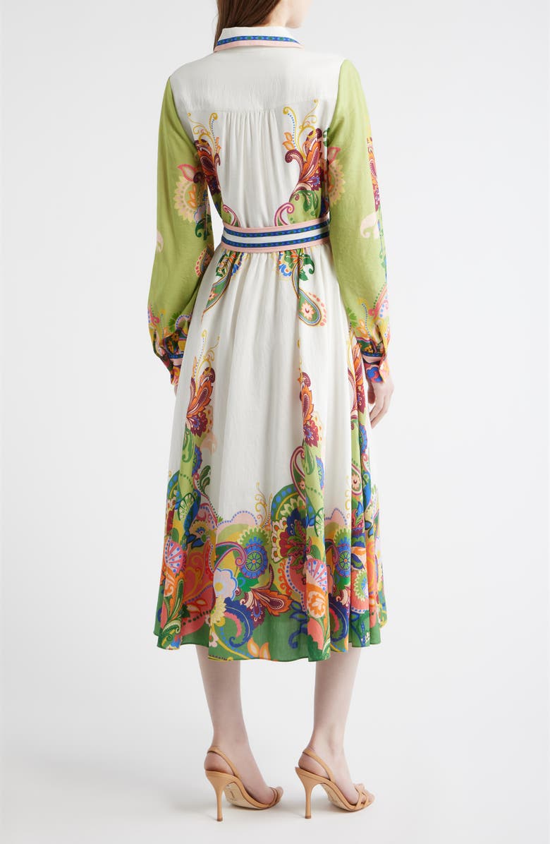 Elie Tahari The Ester Belt Long Sleeve Shirtdress, Alternate, color, Celestial Paisley