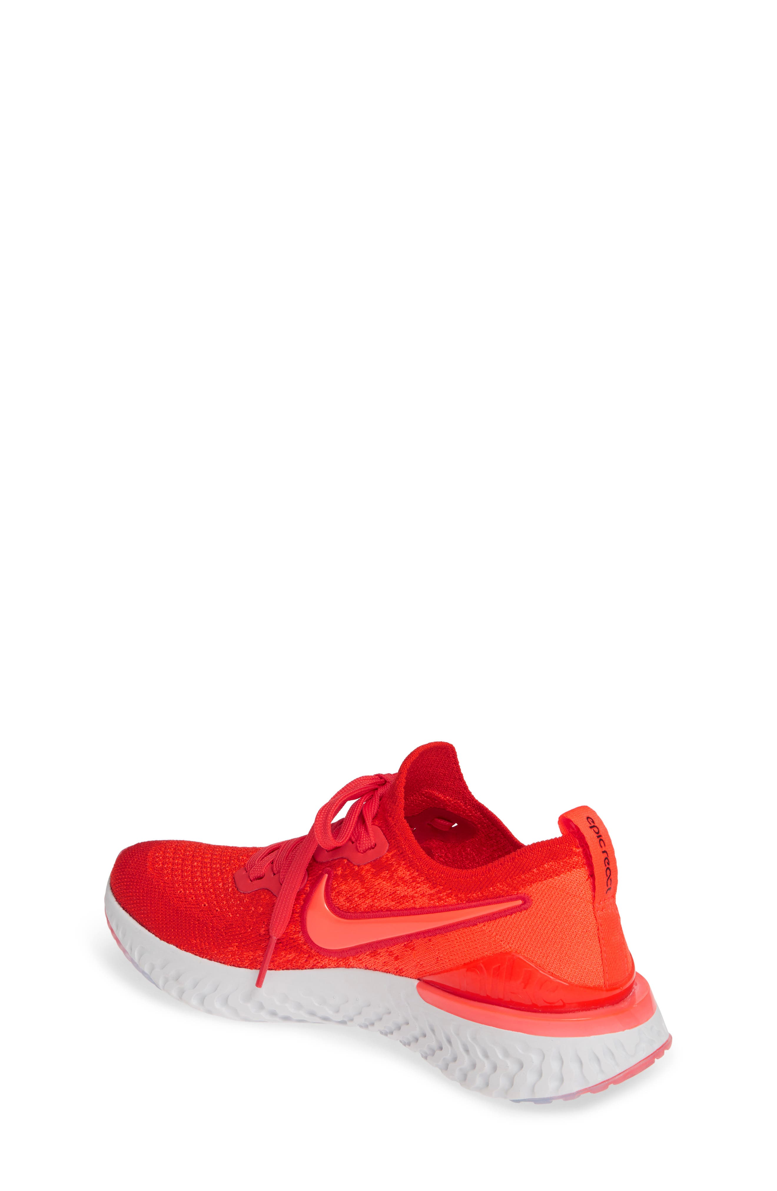 Epic React Flyknit 2 Running Shoe, Alternate, color, CHILE RED/ CRIMSON-GREY
