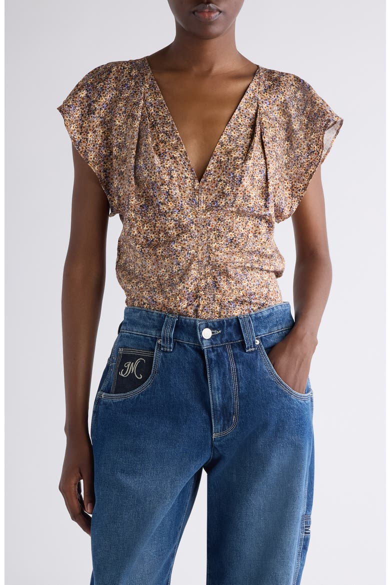 Lonea Floral Top, Main, color, OCHRE