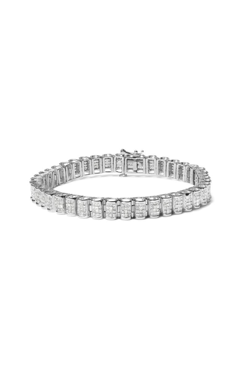 Haus of Brilliance 14K Gold 5.00 Cttw Princess Cut Diamond Rectangular Invisible Set Link Tennis Bracelet, Main, color, White