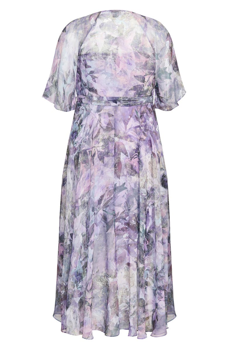 City Chic Floral Chiffon Wrap Dress, Alternate, color, 