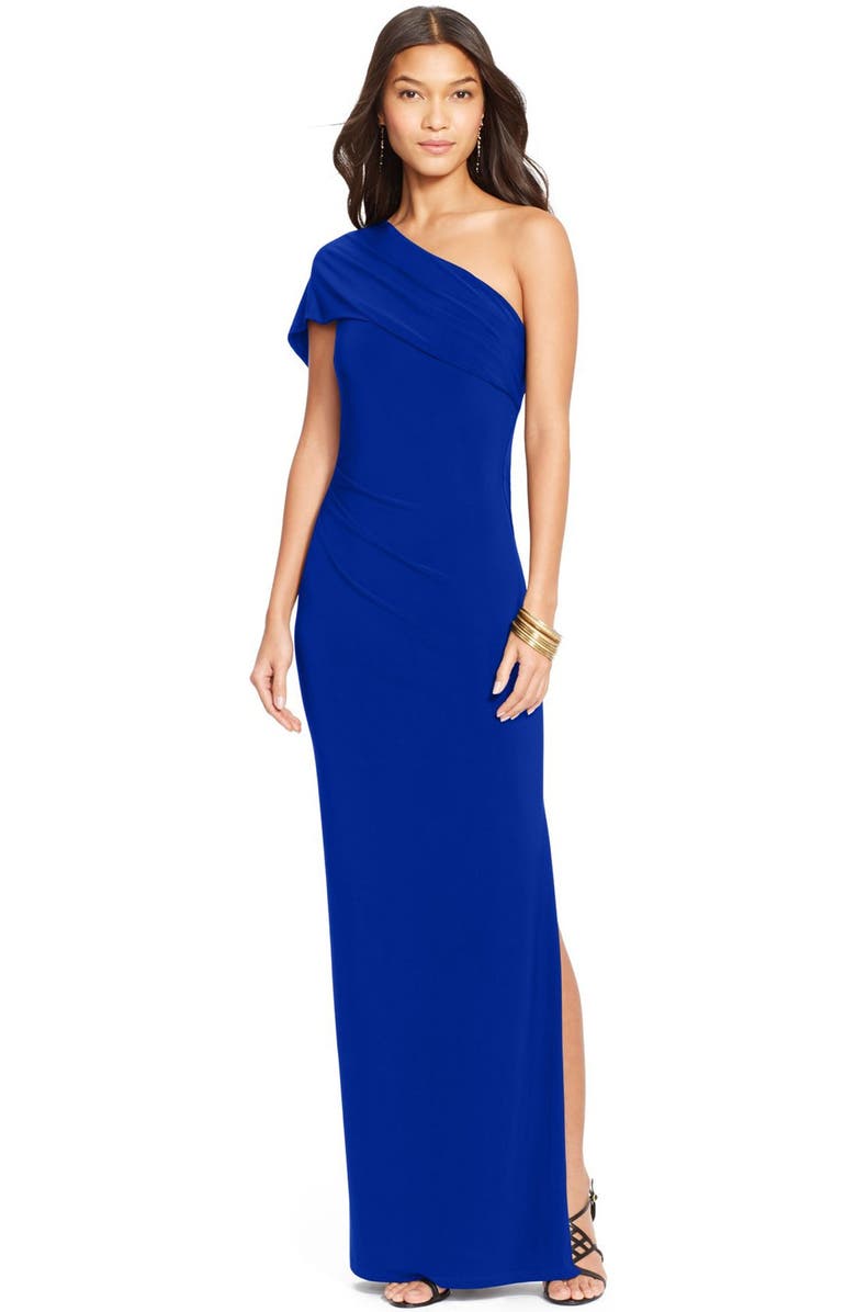 Lauren Ralph Lauren 'Charlotta' One-Shoulder Jersey Gown, Main, color, 