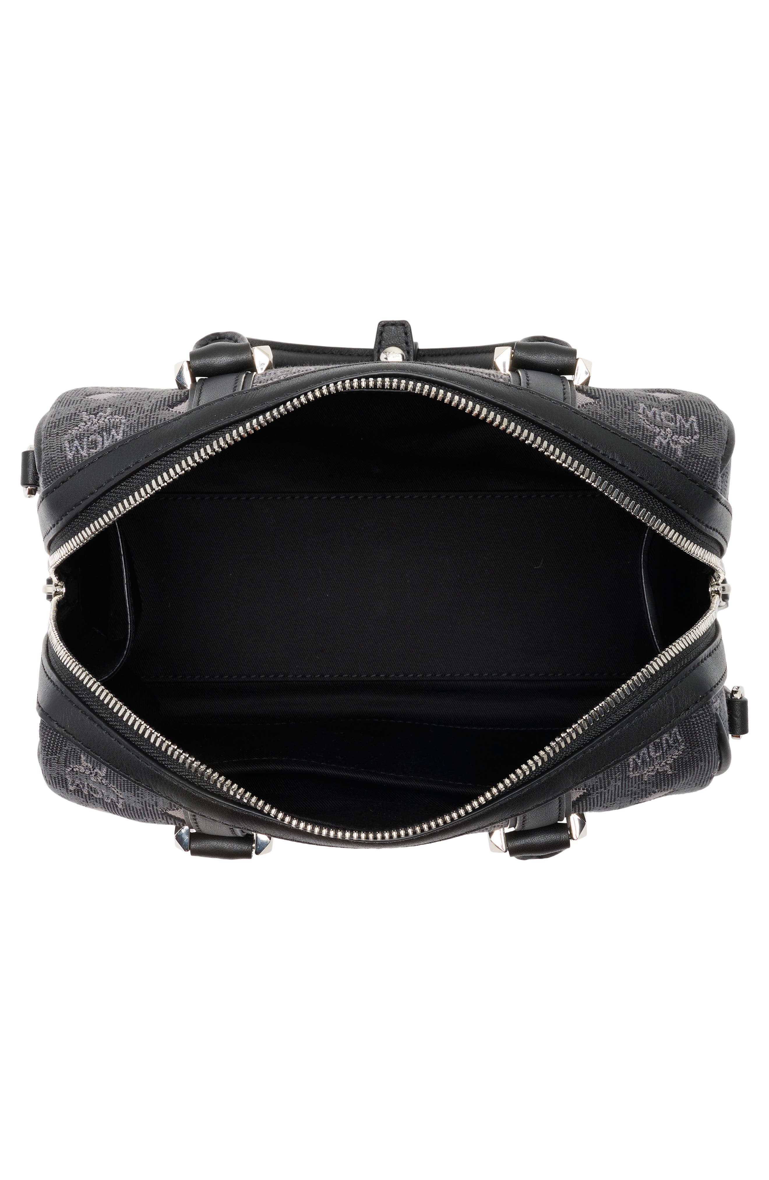 MCM Aren Barrel Bag, Alternate, color, Dark Grey