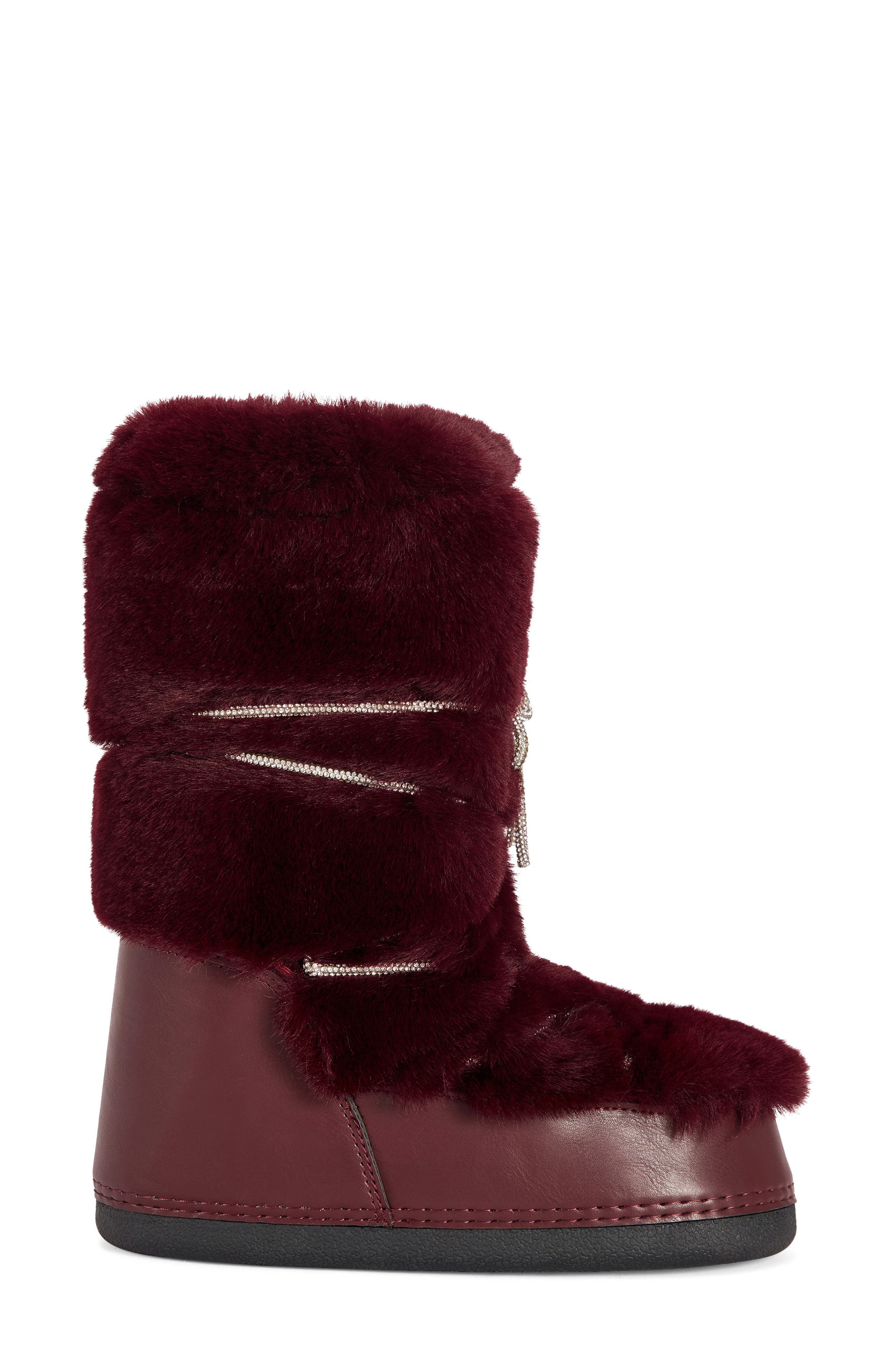 Karmela Faux Leather and Faux Fur Boot, Alternate, color, BURGUNDY