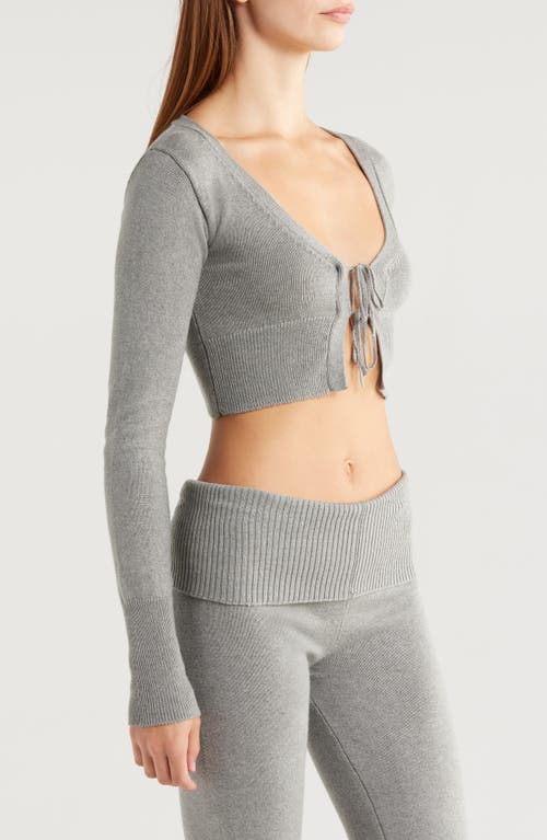 Florence By Mills Tie Front Crop Cardigan In Heather Grey