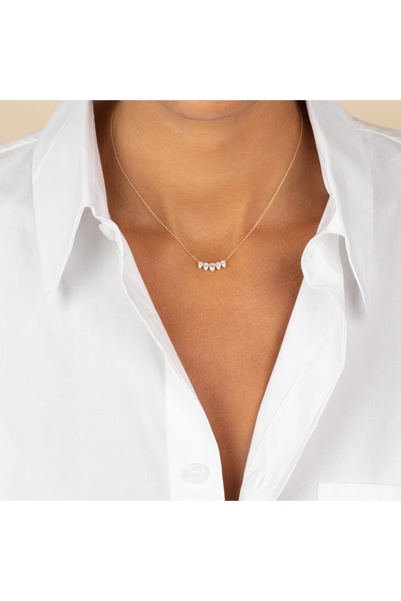 Lab Grown Diamond Pear Cut Curved Bar Necklace 14K, Alternate, color, 14K White Gold