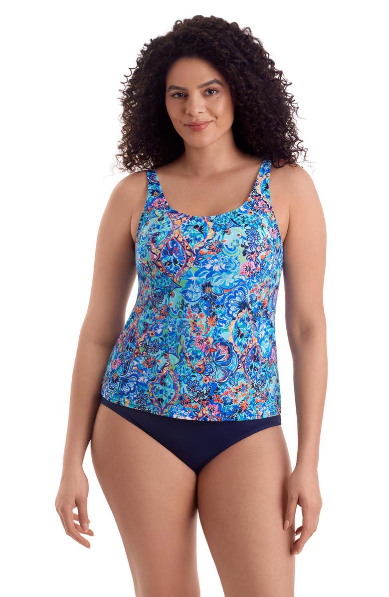 ShapeSolver Classic Mastectomy Tankini Swimsuit Top, Main, color, Bombay