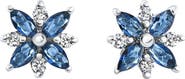 Bliss Diamond .60Ct Petal Marquise Blue Sapphire Diamond Studs Earrings Gold Lab Grown
