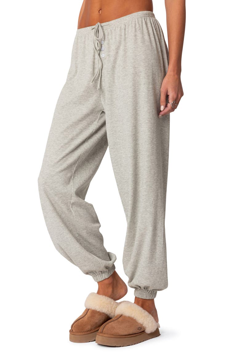 Rosanna Tie Waist Waffle Sweatpants, Alternate, color, GRAY-MELANGE