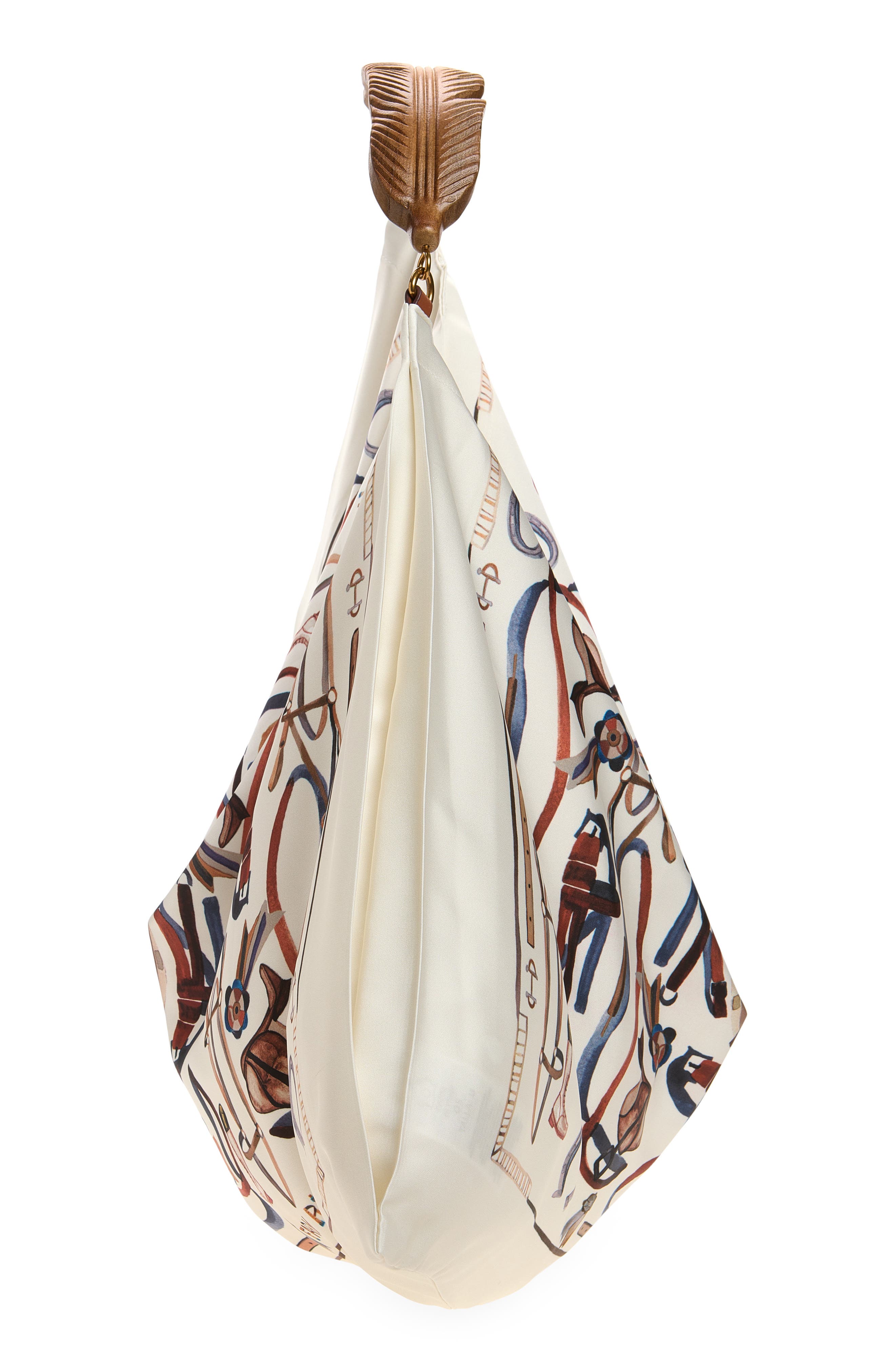 Medium Satin Scarf Bag, Alternate, color, EQUESTRIAN SCARF WINTER WHITE