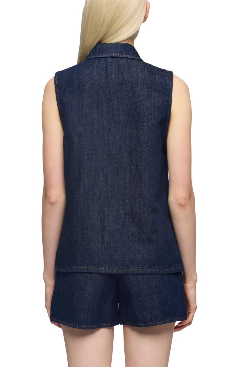 7 For All Mankind Sleeveless Cotton & Linen Denim Snap-Up Shirt, Alternate, color, Blossom