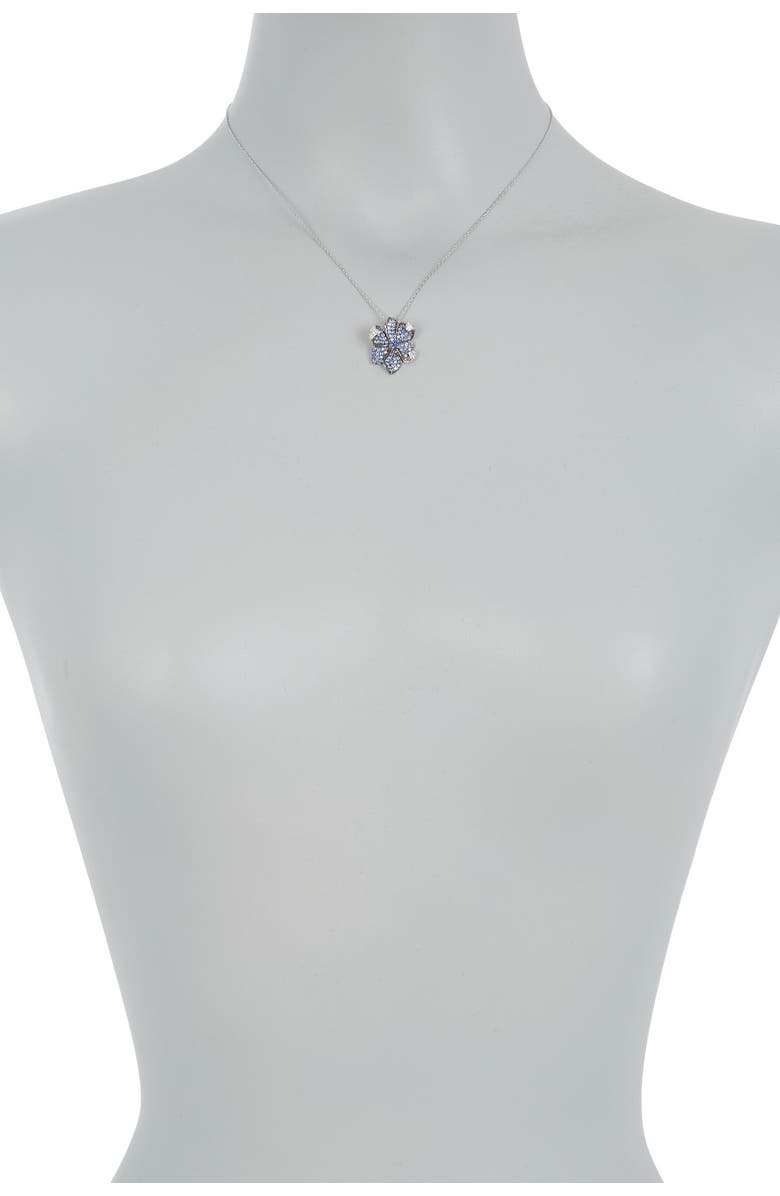 SUZY LEVIAN Sterling Silver Sapphire & Diamond Flower Pendant Necklace, Alternate, color, 