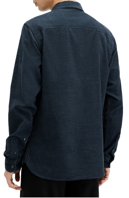 Allsaints Lorella Textured Ramskull Slim Fit Shirt In Marine Blue