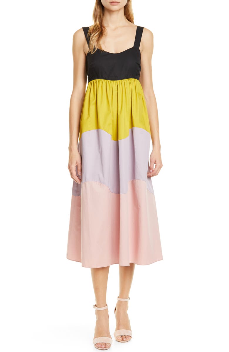 Kate Spade New York scallop colorblock midi dress, Main, color,