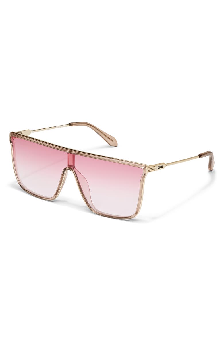 QUAY Nightfall Adorned 138mm Gradient Shield Sunglasses, Alternate, color, Doe/ Light Peony