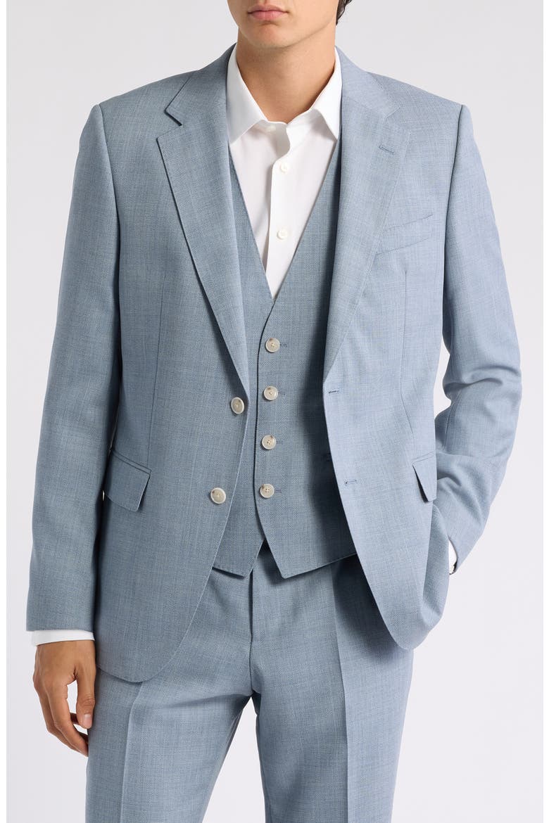 Wool Three Piece Suit, Alternate, color, OPEN BLUE