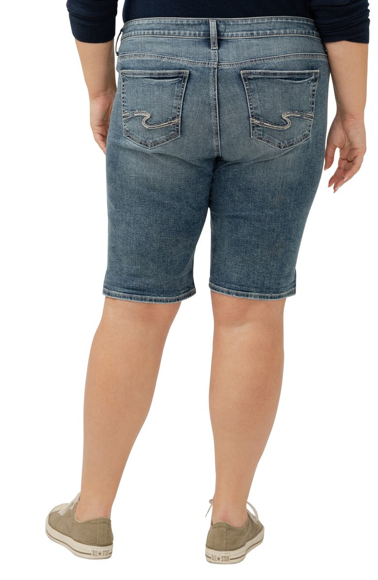 Silver Jeans Co. Elyse Curvy Mid Rise Denim Bermuda Shorts, Alternate, color, 
