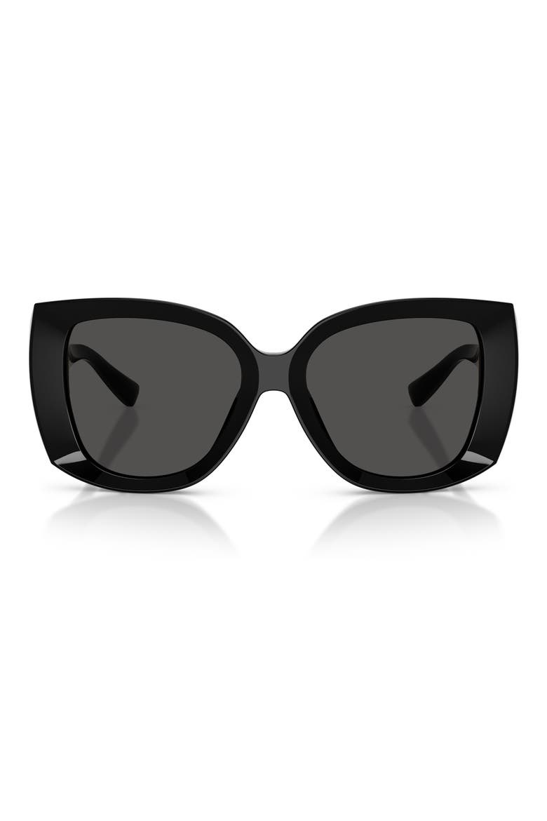 56mm Square Sunglasses, Main, color, BLACK / DARK GREY