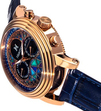 Legacy Leather-Band Watch w/Day/Date