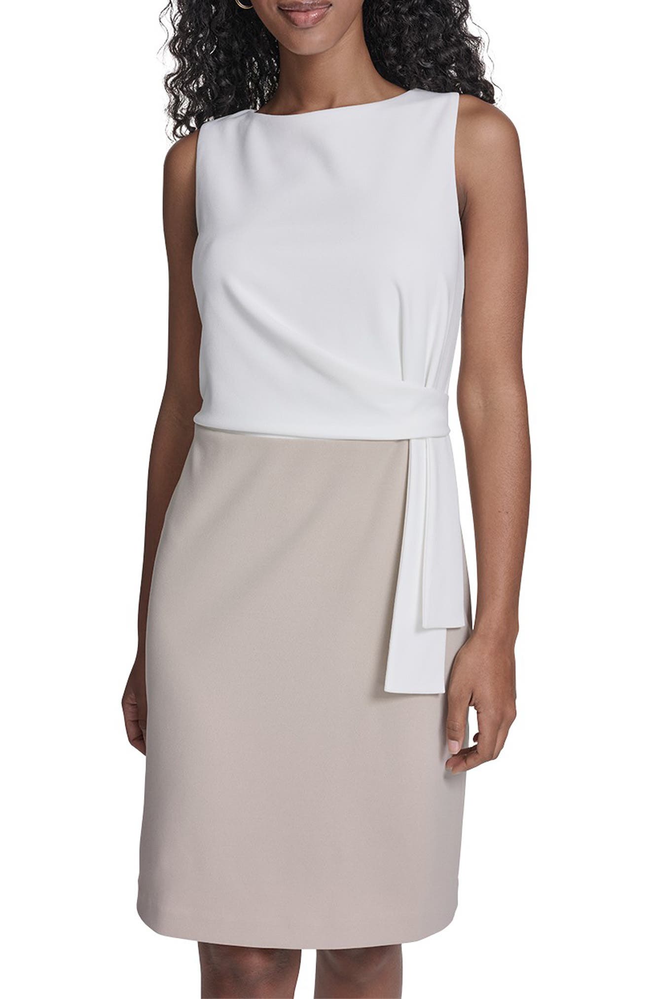 Tommy Hilfiger Colorblock Sleeveless Crepe Sheath Dress