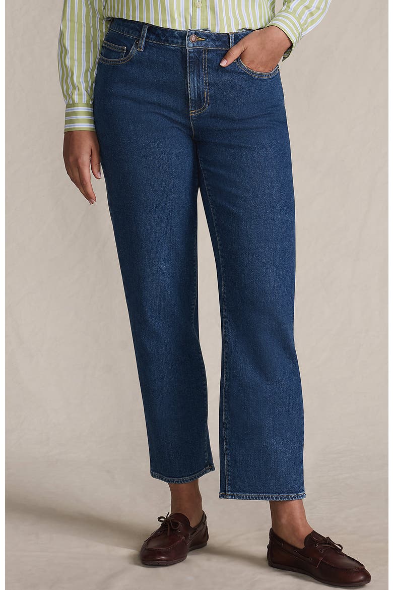 Soft Denim Mid Rise Relaxed Straight Crop Jeans, Main, color, Crawford Wash