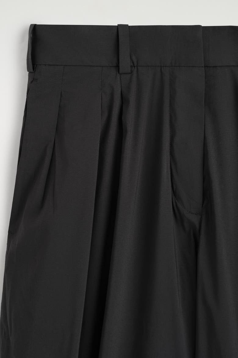 Pleated Cotton-blend Balloon Pants, Alternate, color, BLACK