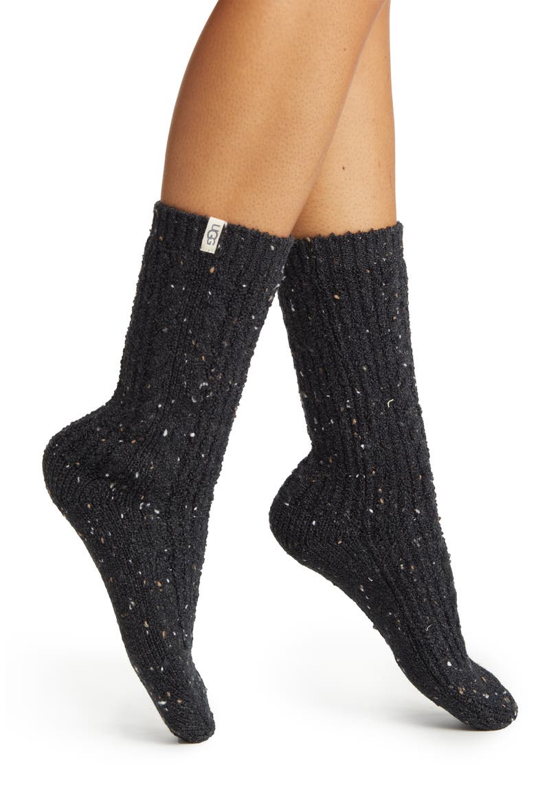 Radell Cable Knit Crew Socks, Main, color, BLACK SPECKLED