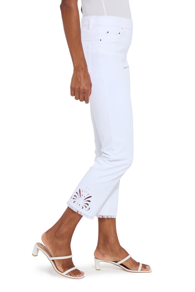 Yori Eyelet Hem Crop Straight Leg Jeans, Alternate, color, WHITE