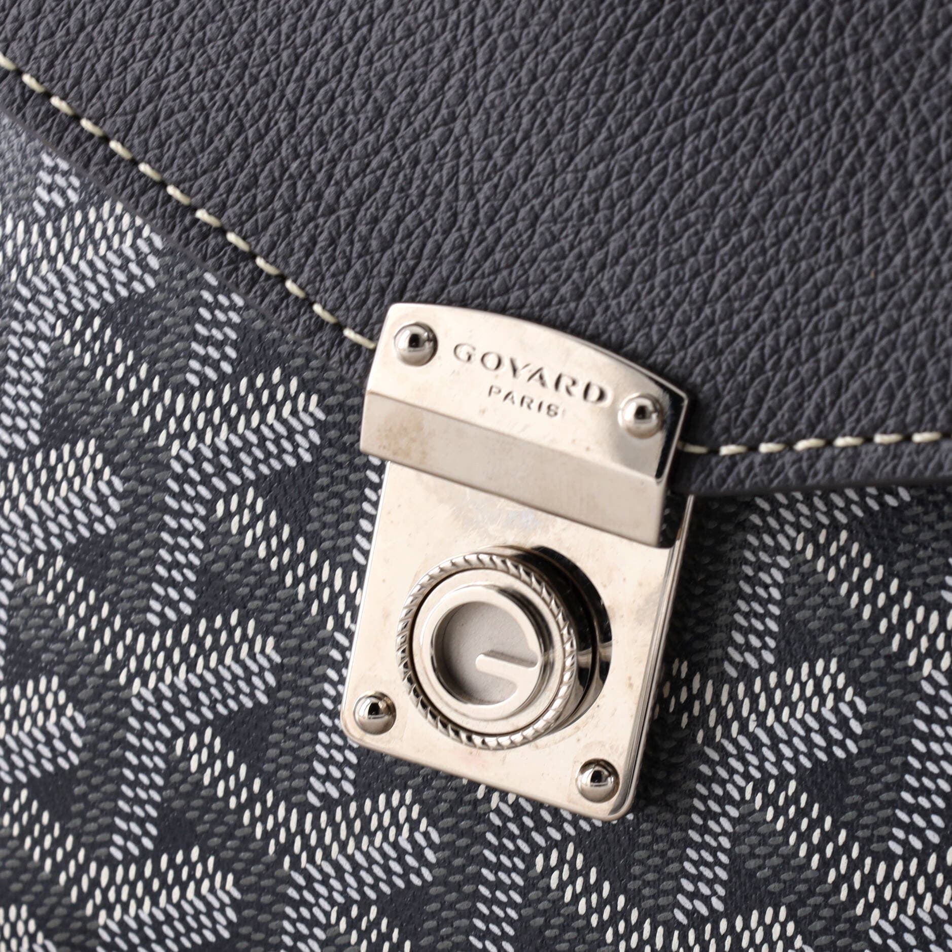 Pre-Owned Goyard Chypre Wallet on Strap Coated Canvas with Leather, Alternate, color, Gray