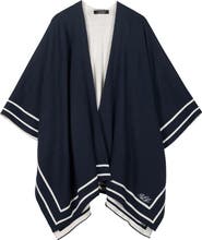 Lauren Ralph Lauren border ruana with script logo