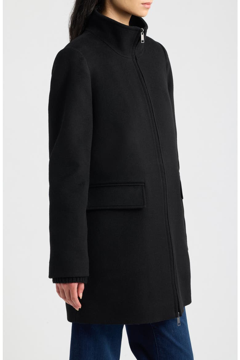Stand Collar Wool & Cashmere Blend Coat, Alternate, color, BLACK