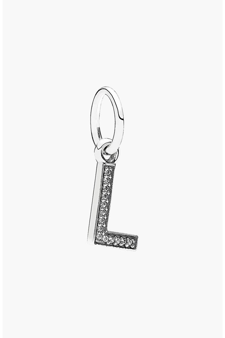 Pavé Initial Dangle Charm, Main, color, L/ STERLING SILVER/CLEAR CZ