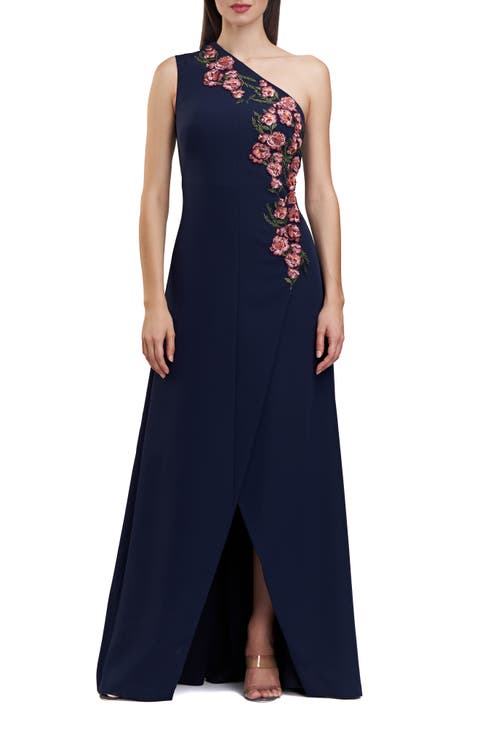 Nadine Floral Embroidered One-Shoulder Gown