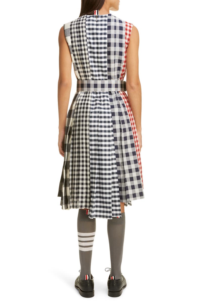 Thom Browne Mixed Gingham Midi Dress, Alternate, color, 