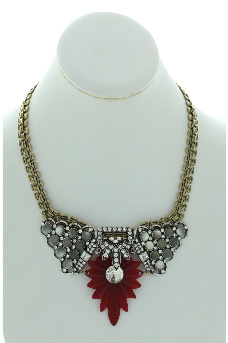 Gold Plated Rhinestone Statement Necklace, Alternate, color, GOLD / RED / SILVER