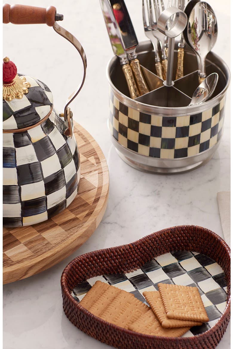 Courtly Check Supper Club Flatware Caddy, Alternate, color, BLACK/ WHITE