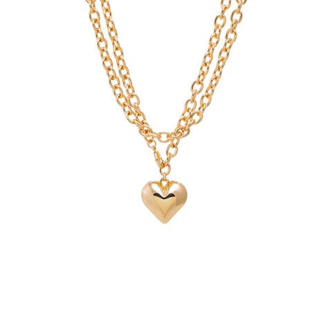 Layered Heart Pendant Necklace