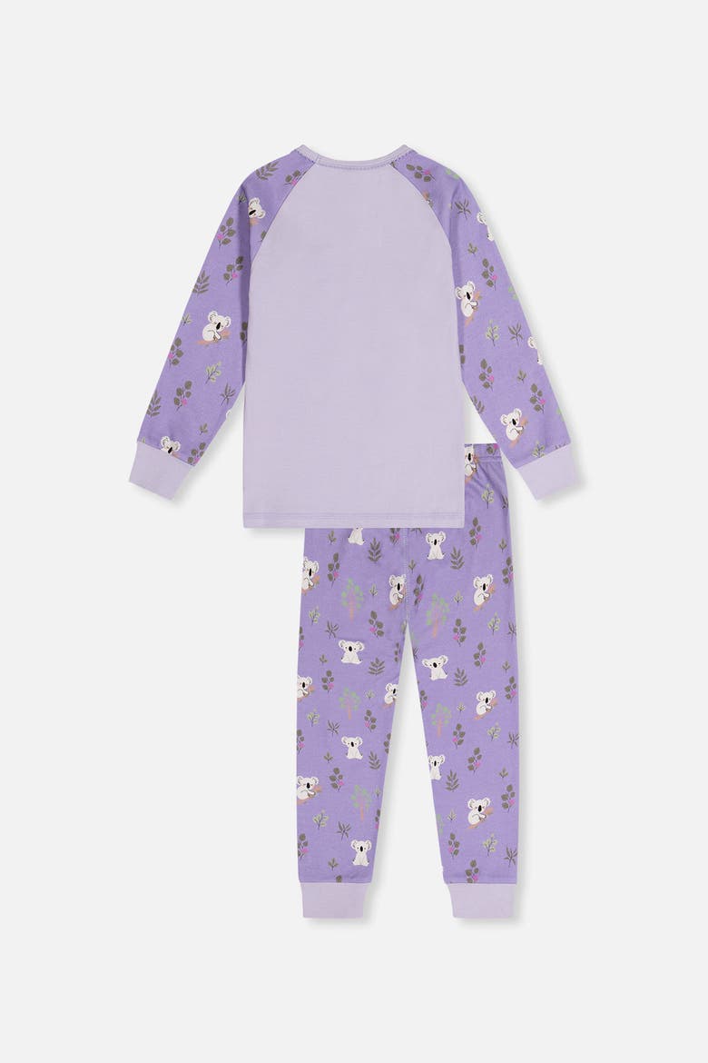 Koala Organic Cotton Top Pants Two Piece Pajama Set, Alternate, color, Purple Koala Print