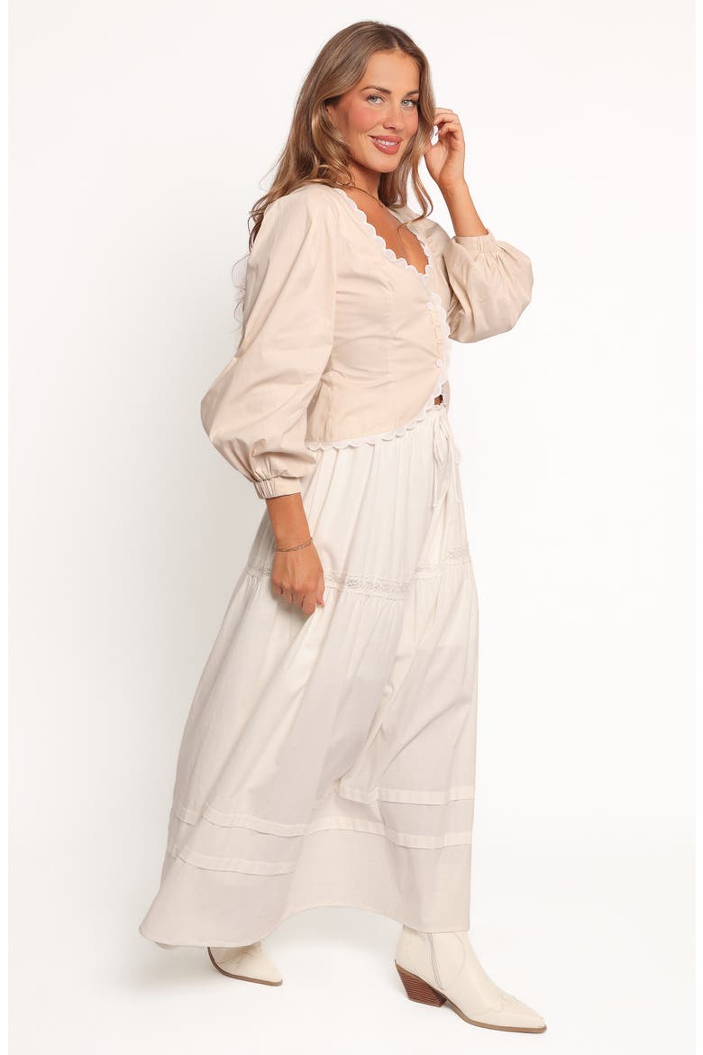 Darlie Lace Trim Tiered Maxi Skirt, Alternate, color, WHITE