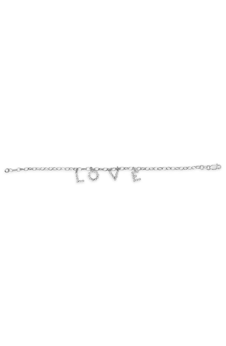 Haus of Brilliance 10k White Gold 1/6 Cttw Diamond "Love" Charm Cable Chain Bracelet, Alternate, color, White